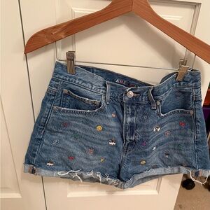 American Eagle Outfitters Women's Blue Embroidered Shorts
